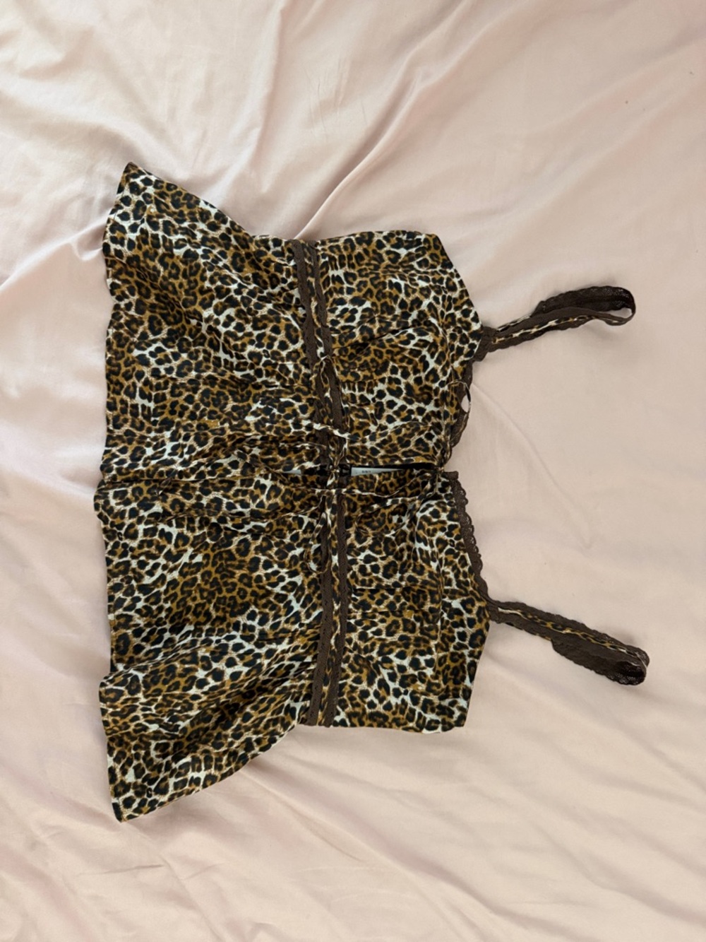 American Eagle Leopard Print tank top with Lace Trim - Brown